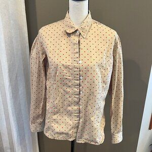 Liz Claiborne Women's polka dot long sleeved button down shirt, Size Large